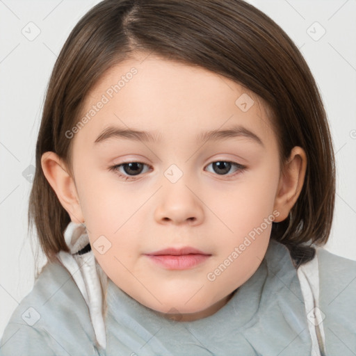 Neutral white child female with medium  brown hair and brown eyes