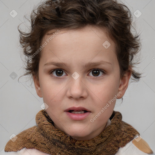 Neutral white child female with medium  brown hair and brown eyes