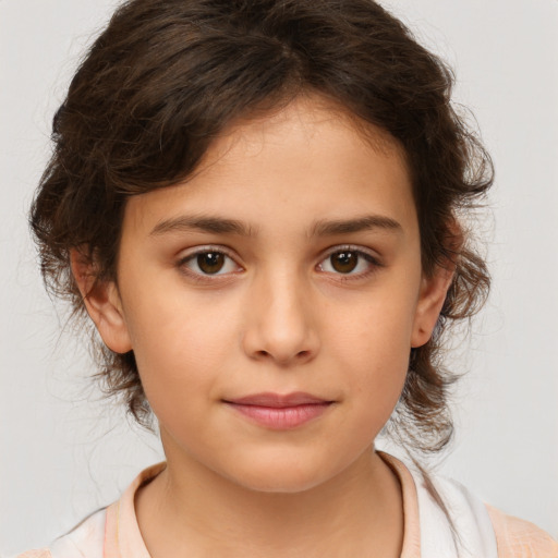 Neutral white child female with medium  brown hair and brown eyes