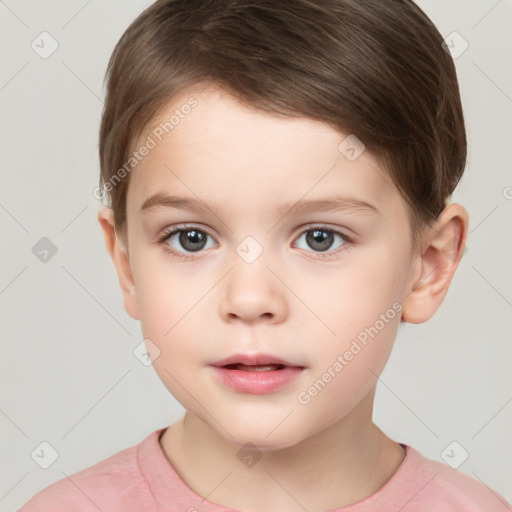 Neutral white child male with short  brown hair and brown eyes