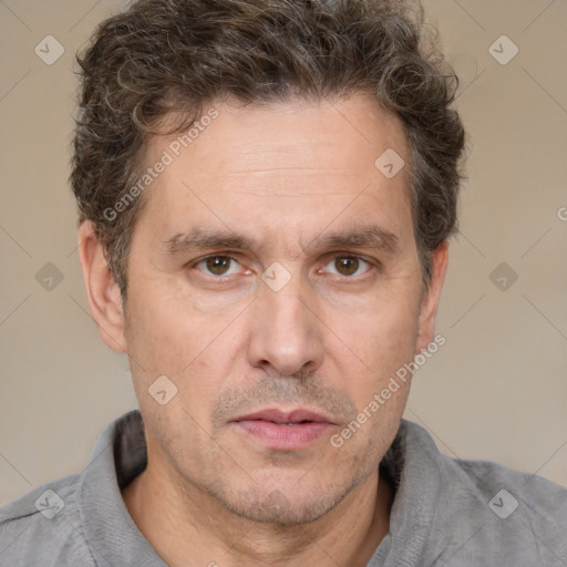 Neutral white adult male with short  brown hair and brown eyes