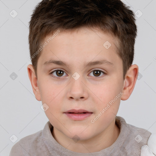 Neutral white child male with short  brown hair and brown eyes