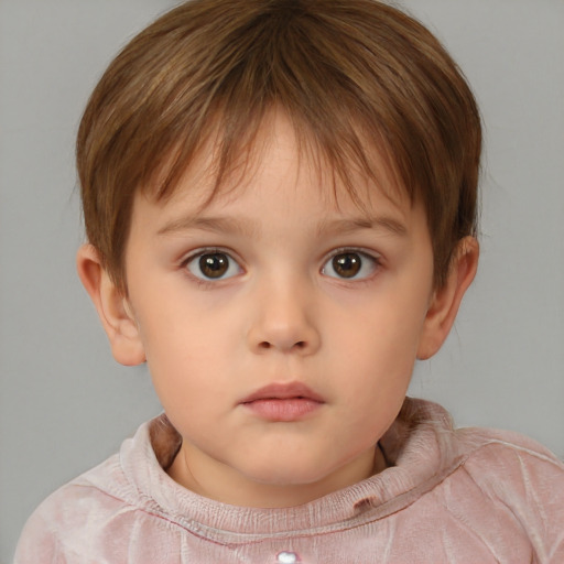 Neutral white child female with short  brown hair and brown eyes