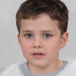 Neutral white child male with short  brown hair and brown eyes