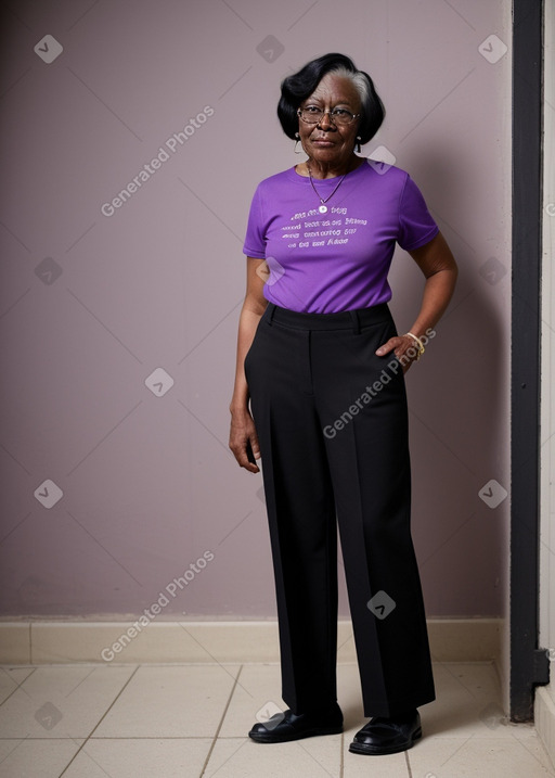 African american elderly non-binary with  black hair