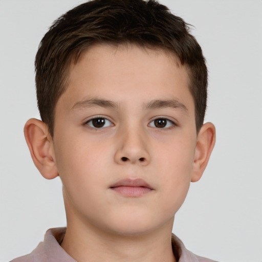 Neutral white child male with short  brown hair and brown eyes