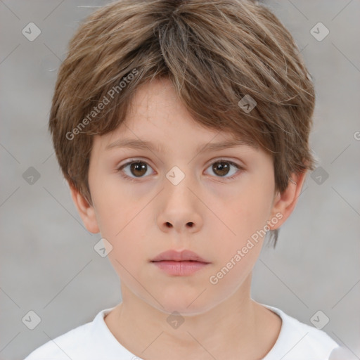 Neutral white child female with short  brown hair and brown eyes