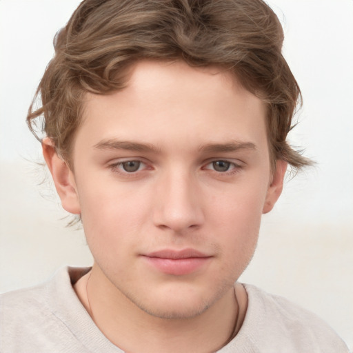 Neutral white child male with short  brown hair and brown eyes