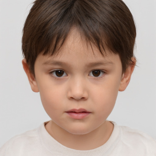 Neutral white child female with short  brown hair and brown eyes