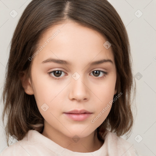 Neutral white child female with medium  brown hair and brown eyes