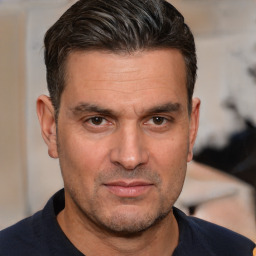 Neutral white adult male with short  brown hair and brown eyes
