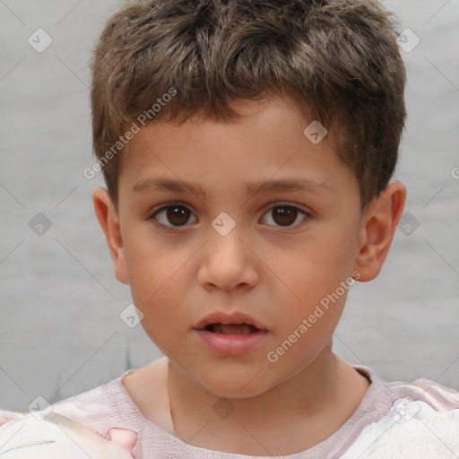 Neutral white child male with short  brown hair and brown eyes