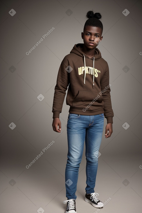 Nigerian teenager boy with  brown hair