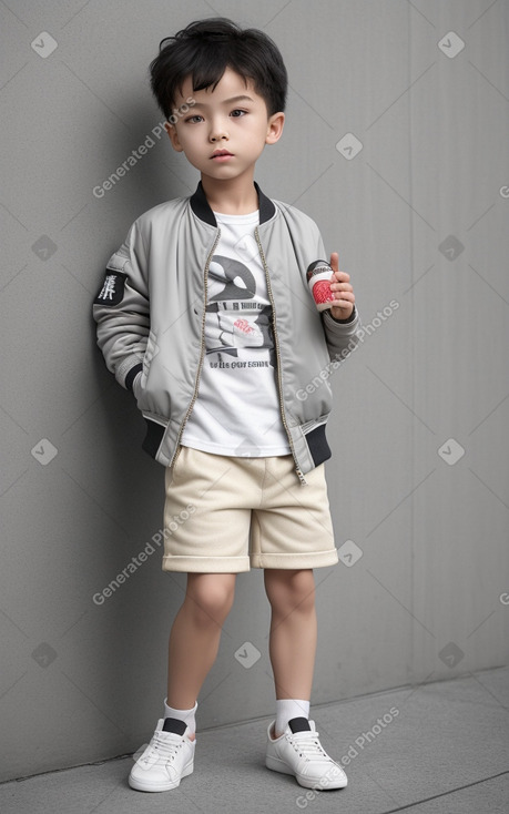 Chinese child boy with  gray hair