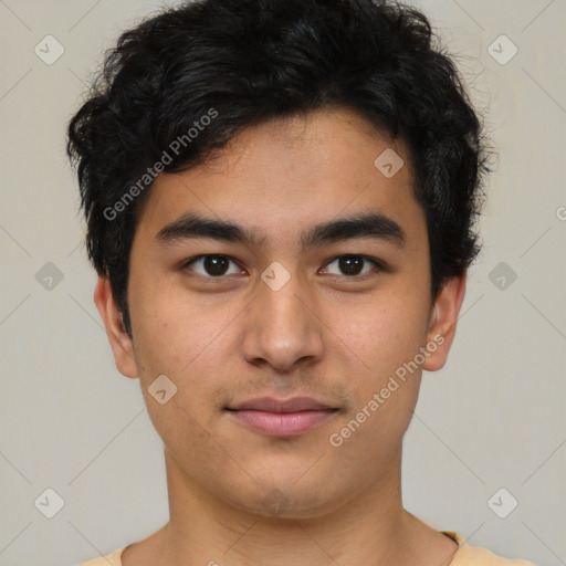 Neutral asian young-adult male with short  brown hair and brown eyes