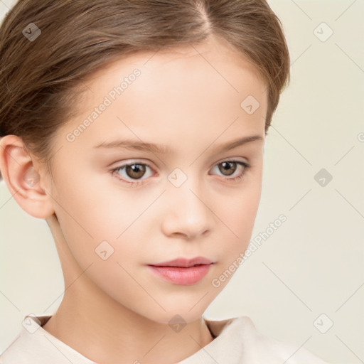 Neutral white child female with short  brown hair and brown eyes