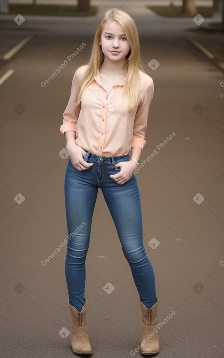 Teenager female with  blonde hair