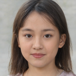 Neutral white child female with medium  brown hair and brown eyes