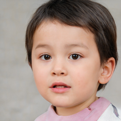 Neutral white child male with medium  brown hair and brown eyes