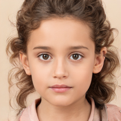 Neutral white child female with medium  brown hair and brown eyes