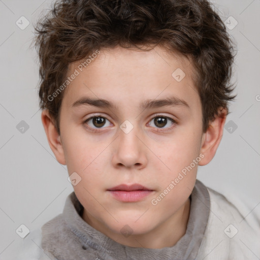 Neutral white child male with short  brown hair and brown eyes