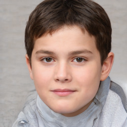 Neutral white child male with short  brown hair and brown eyes