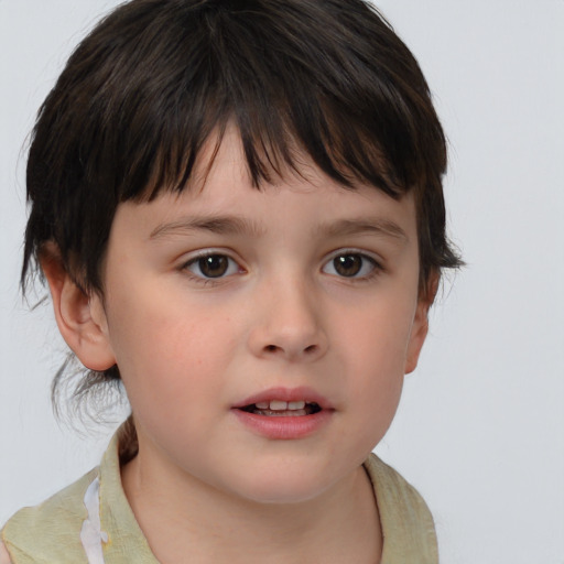 Neutral white child female with medium  brown hair and brown eyes