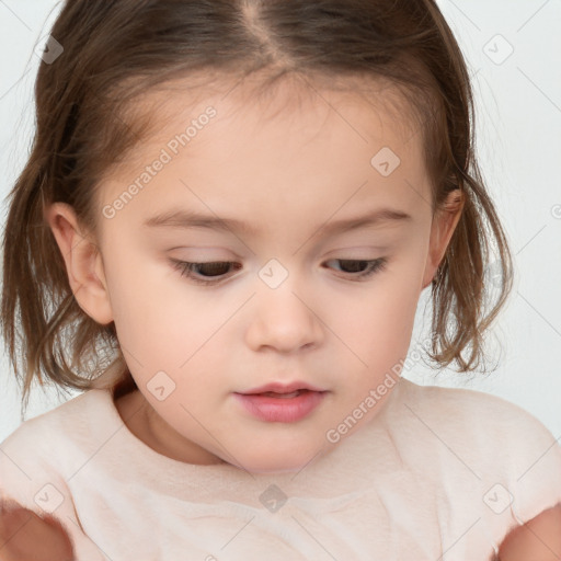 Neutral white child female with medium  brown hair and brown eyes