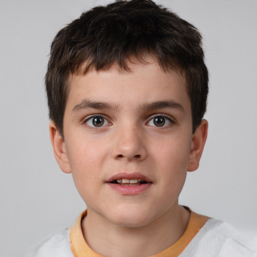 Neutral white child male with short  brown hair and brown eyes