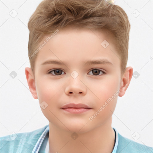 Neutral white child male with short  brown hair and brown eyes