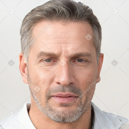 Neutral white adult male with short  brown hair and brown eyes