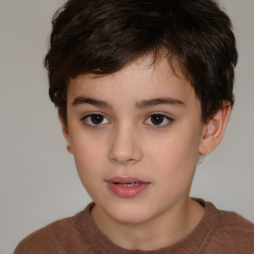 Neutral white child male with short  brown hair and brown eyes