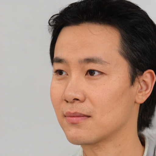 Neutral asian young-adult male with medium  black hair and brown eyes