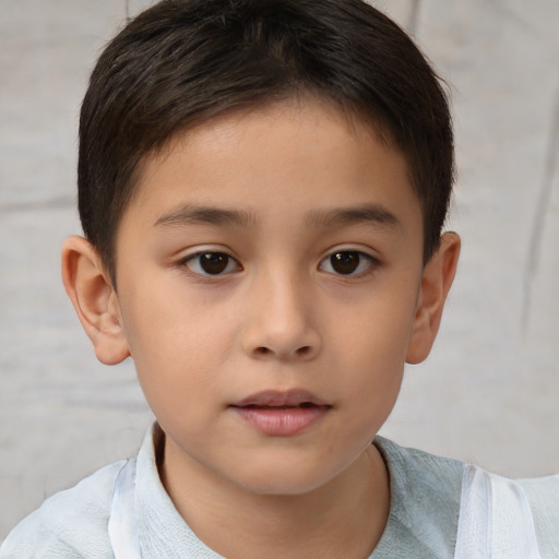 Neutral white child male with short  brown hair and brown eyes