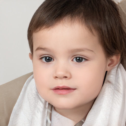 Neutral white child female with short  brown hair and brown eyes