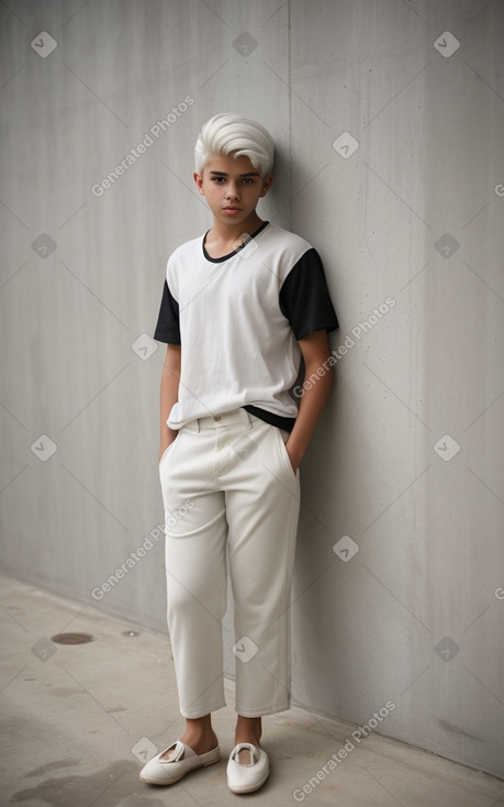 Hispanic teenager boy with  white hair