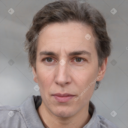 Neutral white adult male with short  brown hair and brown eyes