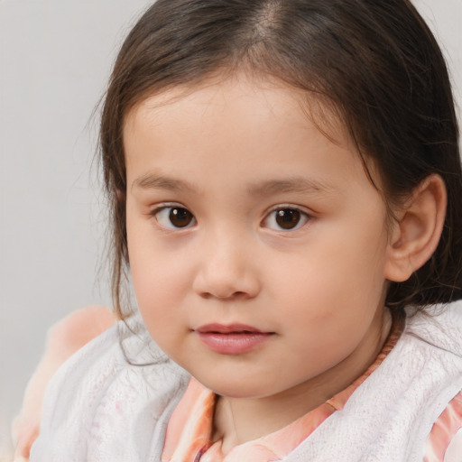 Neutral white child female with medium  brown hair and brown eyes