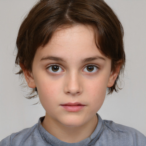 Neutral white child female with medium  brown hair and brown eyes