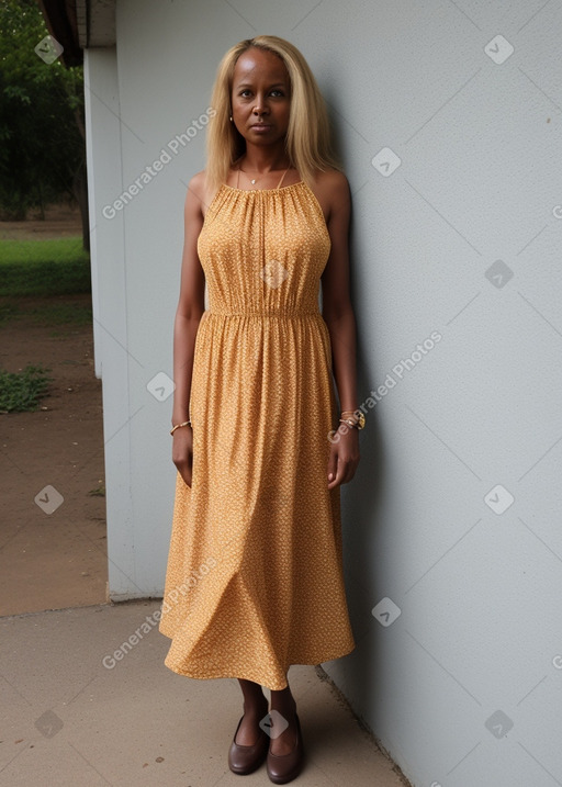 Ethiopian 45 years female with  blonde hair