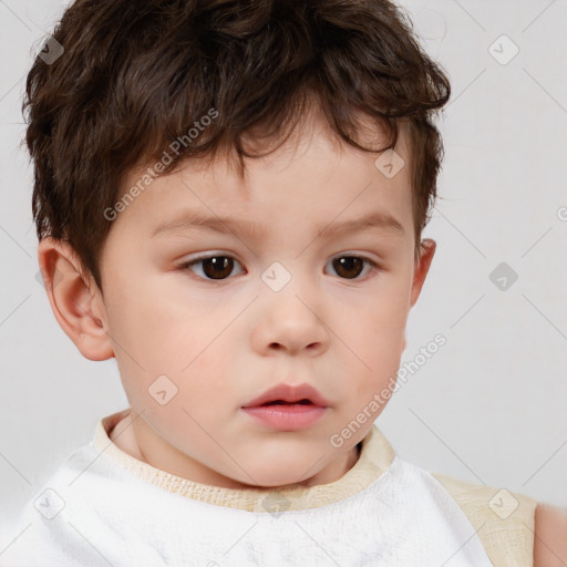 Neutral white child male with short  brown hair and brown eyes