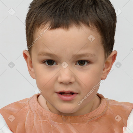 Neutral white child male with short  brown hair and brown eyes