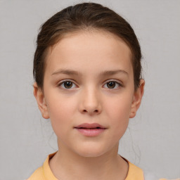 Neutral white child female with short  brown hair and brown eyes