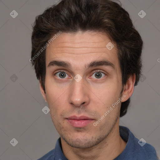 Neutral white adult male with short  brown hair and brown eyes