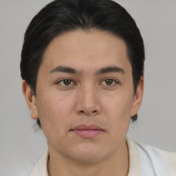 Neutral asian young-adult male with short  brown hair and brown eyes