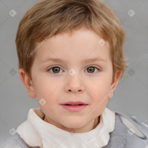 Neutral white child male with short  brown hair and brown eyes