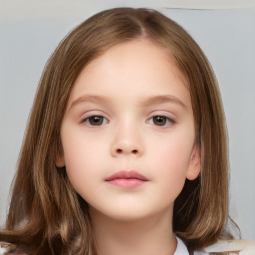 Neutral white child female with medium  brown hair and brown eyes