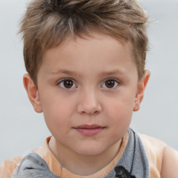 Neutral white child male with short  brown hair and brown eyes