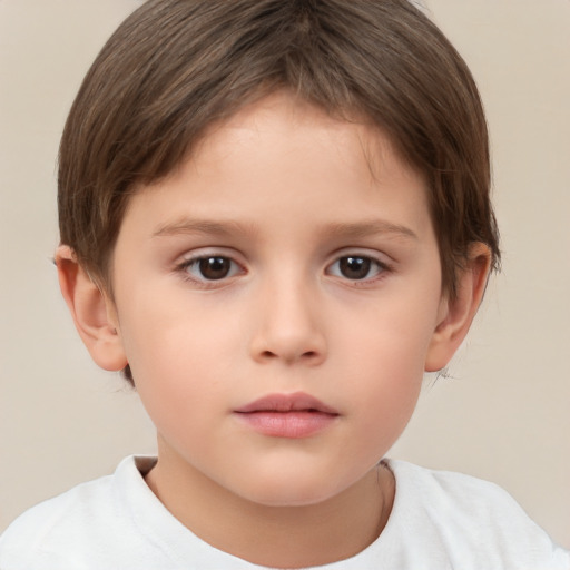 Neutral white child female with short  brown hair and brown eyes