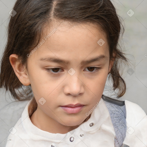 Neutral white child female with medium  brown hair and brown eyes